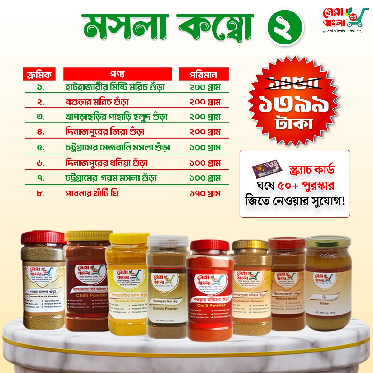 মসলা কম্বো ২ - ৮ আইটেমের প্রিমিয়াম প্যাক